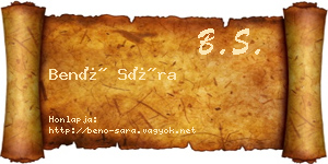 Benő Sára névjegykártya
